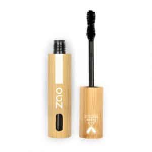 Mascara volume naturel ZAO Makeup – brosse courbe pour des cils allongés et épaissis sans paquets, packaging éco-conçu et rechargeable